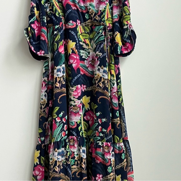 Soft Surroundings Navy Paisley Floral Samantha Maxi Dress PM Coastal Preppy - Picture 9 of 16
